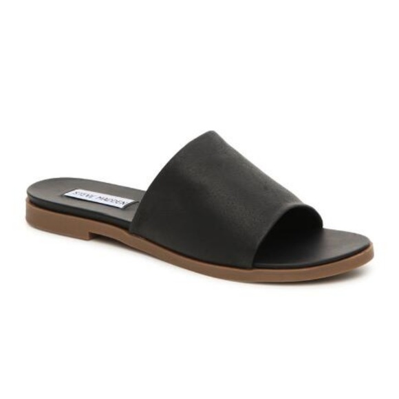 Steve Madden Karolyn Black Leather Slide Sandals - Picture 8 of 9